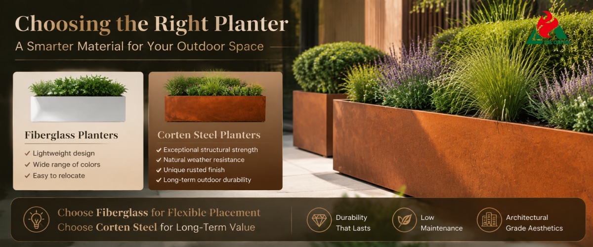 outdoor metal planter for sale
